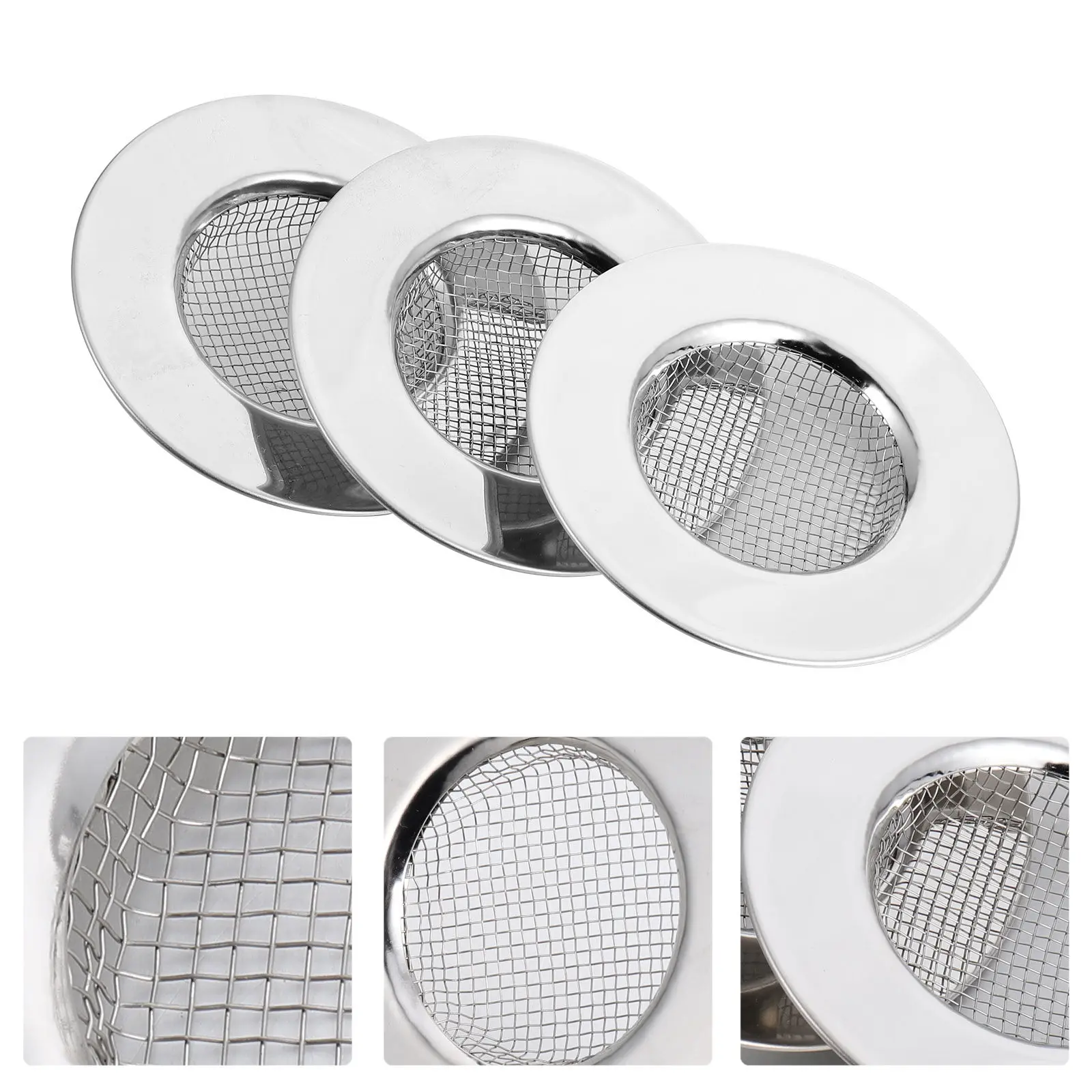 

3Pcs Sink Strainer Basket Catcher Stainless Steel Drain Cover for Tub Bathroom Kitchen Wash Basin Hair Debris Stopper Fast Flow