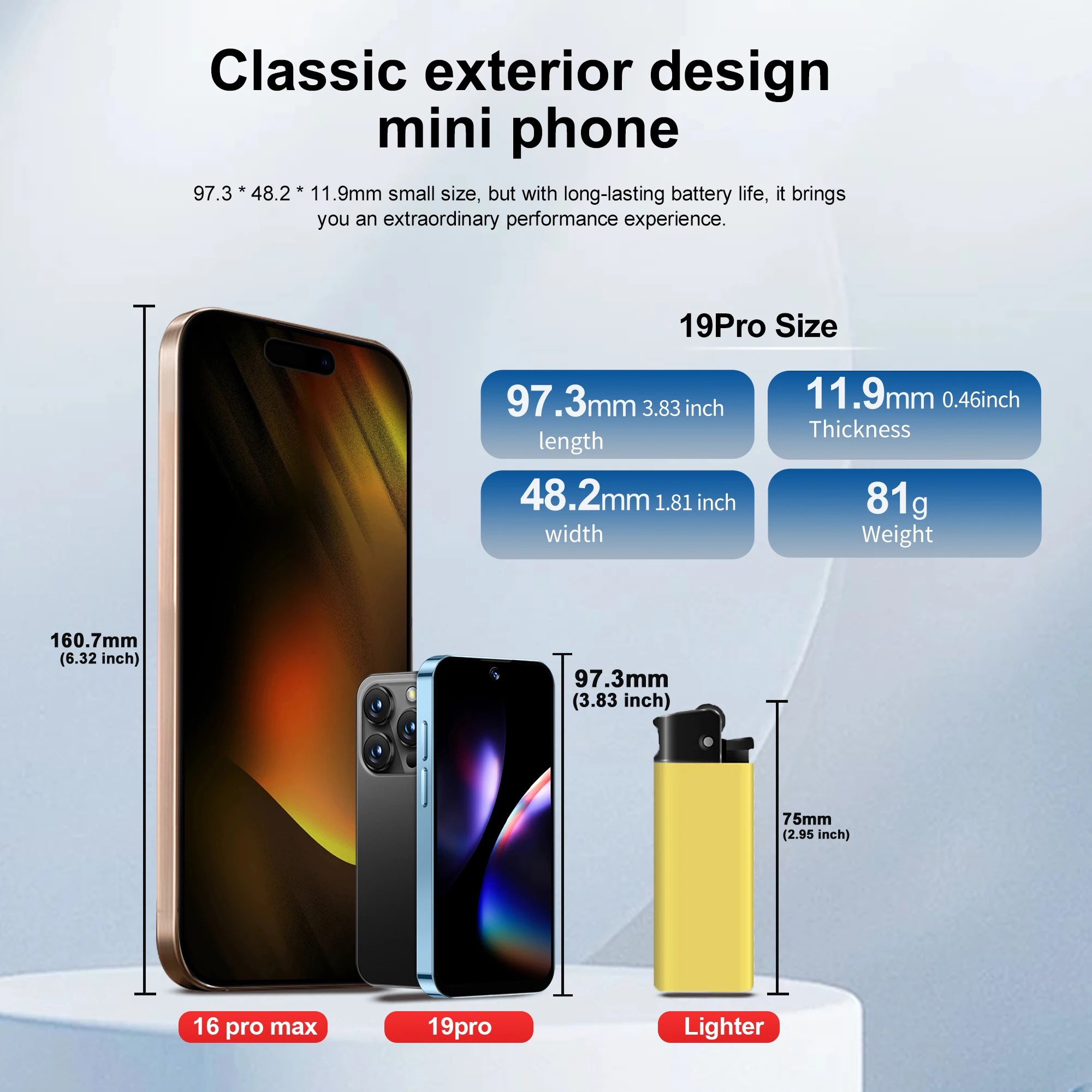 SERVO Mini Smartphone 3GB+32GB 3.88-inch High-Definition Screen Android 12.0 Dual SIM 4G Facial Recognition Small Mobile Phone