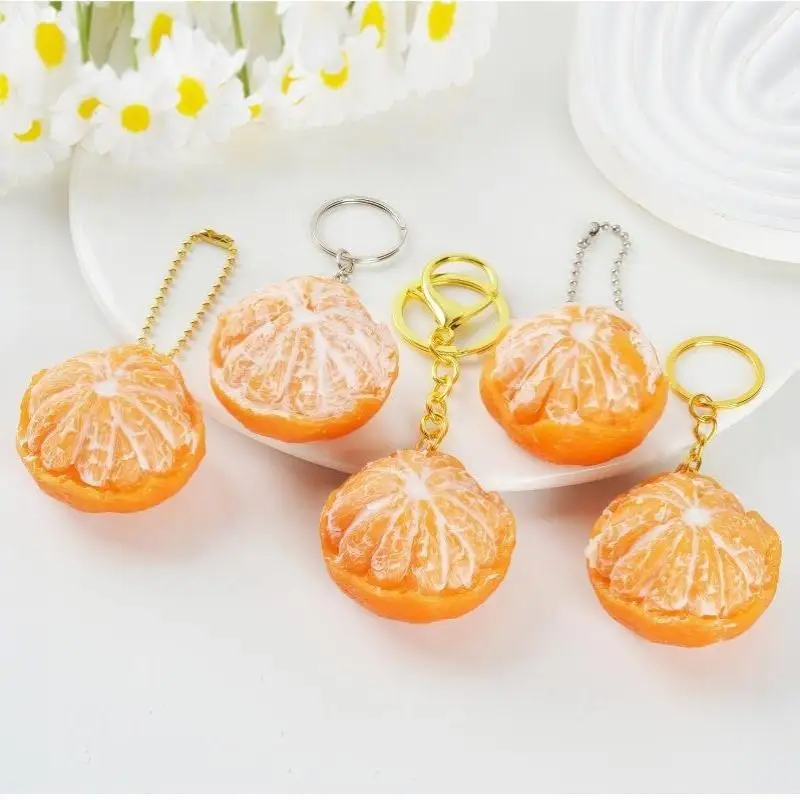Realistic Peeled Tangerine Keychain Orange Keychain Lifelike Fruit Texture Sturdy Metal Clasp Cute Bag Decoration Gift Choice