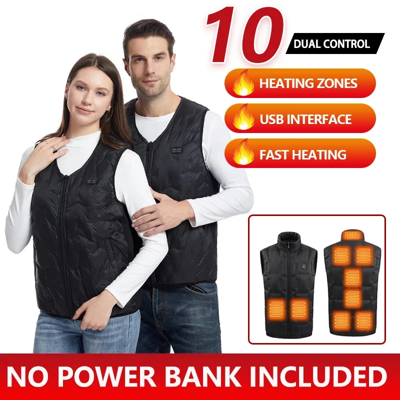 Heating vest down vest electric heating intelligent constant temperature V-neck heating middle-aged and elderly outdoorwarm vest