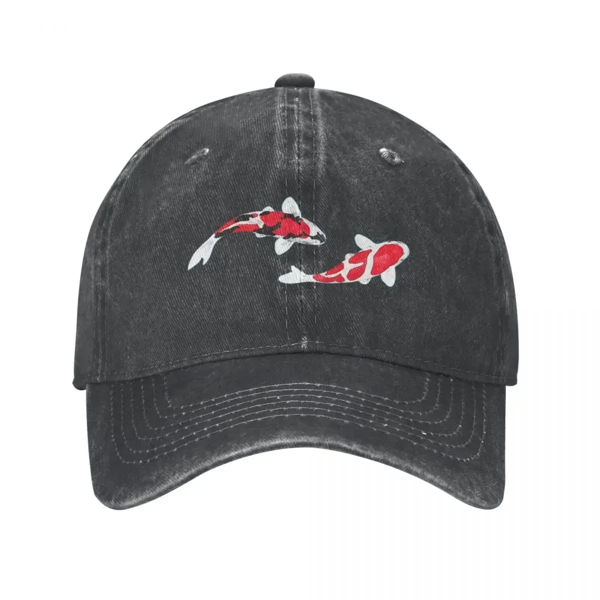 Koi Fish Kuhaku Showa Sanke Koi Fish Design Black Background Cowboy Hat Brand Man cap cute Women's Golf Clothing Men's