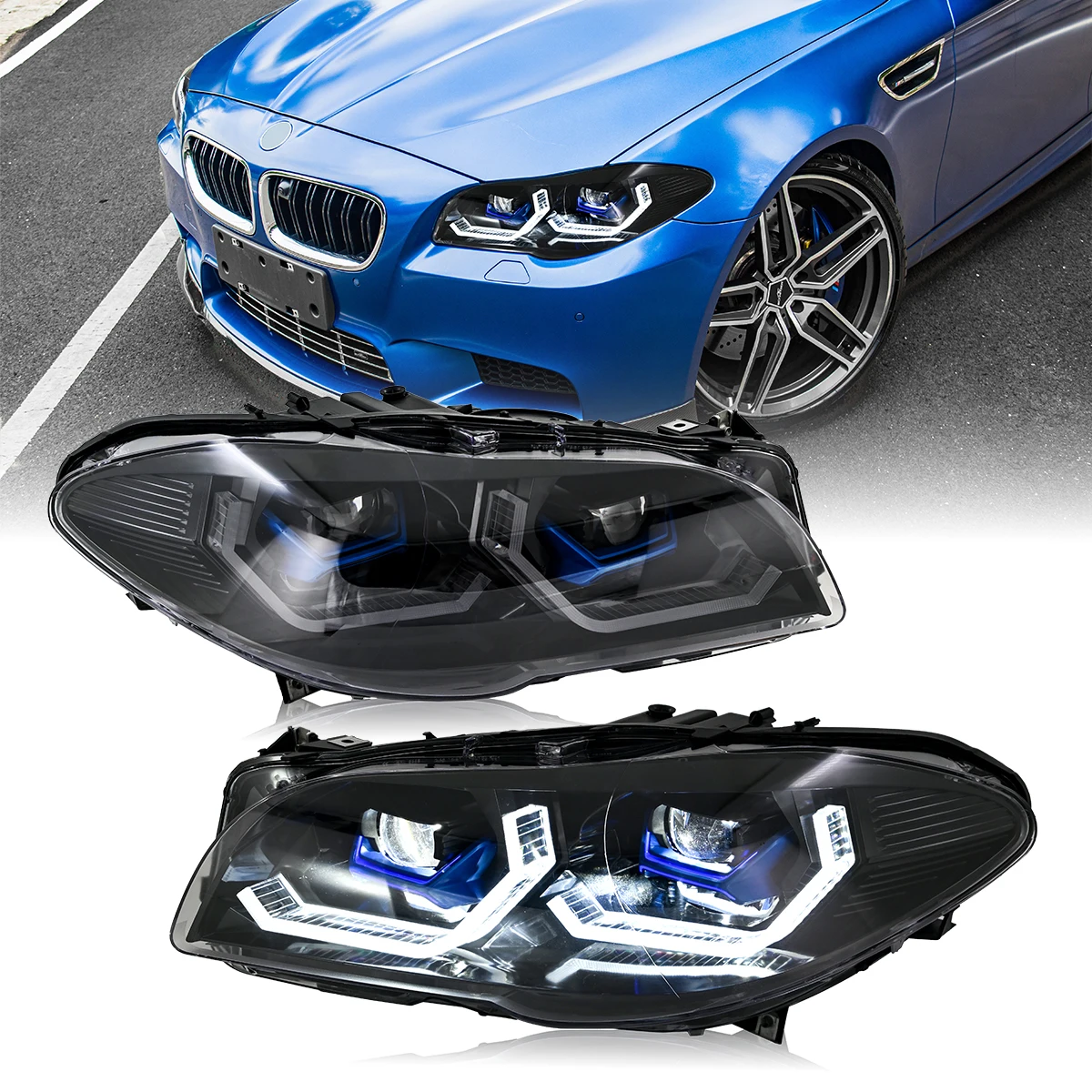 LED-Scheinwerfer für BMW 5er-Reihe 2011-2013 F10 F18 528i 535i 535d 550i Kompatibel mit Original-Xenon / Startanimation & Sequentiellem Blinker