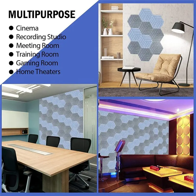 A76I-Density Sound Proof Panels 12 Pcs Acoustic Panel, Sound Dampening Panel For Studio Office Home 4