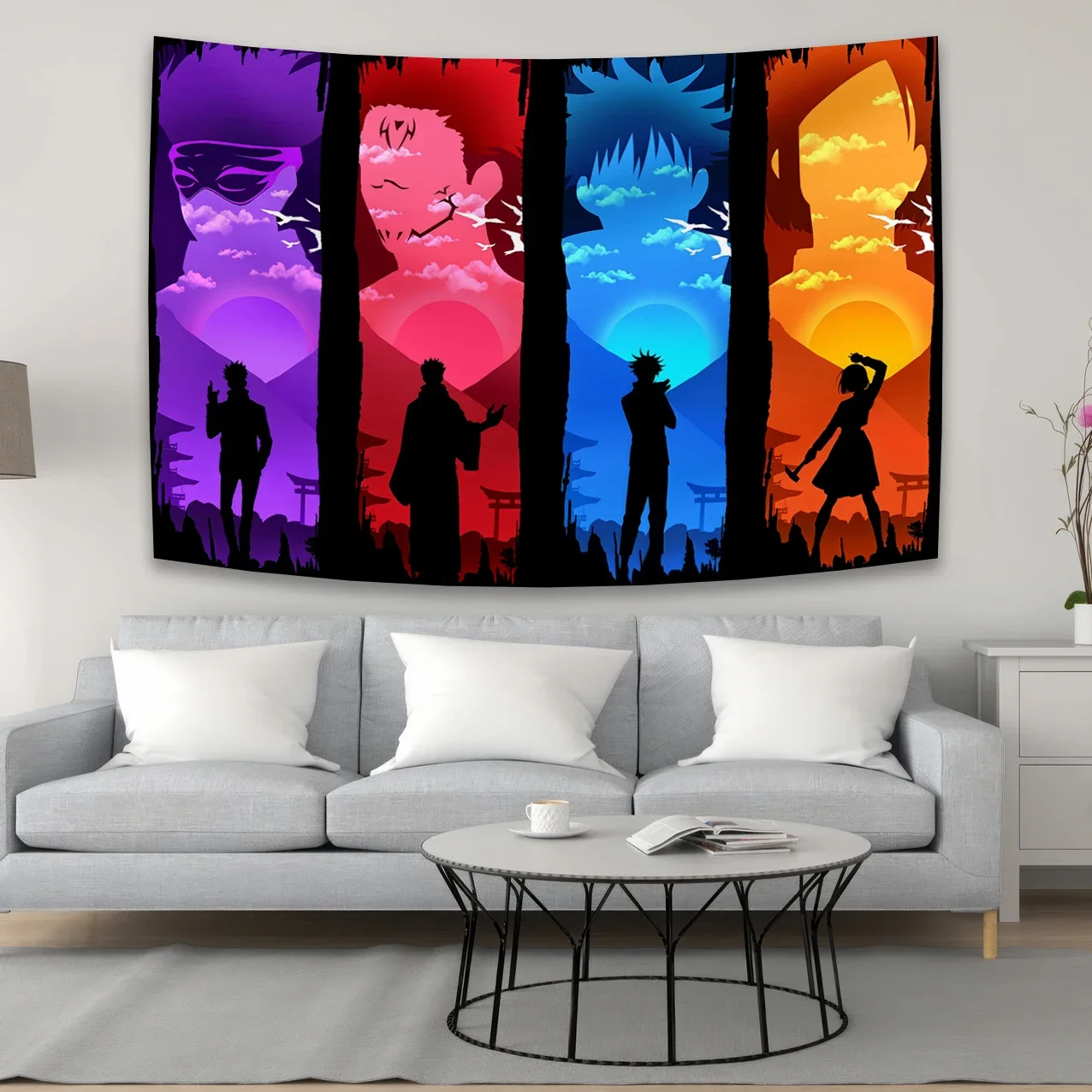 90×150cm Anime Jujutsu Kaisens Tapestry Wallpaper Art Home Aesthetic Tapestries Headboards Room Decor Decorative