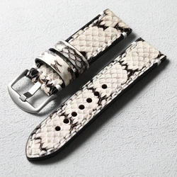Thick Snakeskin Watchband  20 22 24 26MM Leather Men Bracelet Retro Style Compatible With PAM Straps