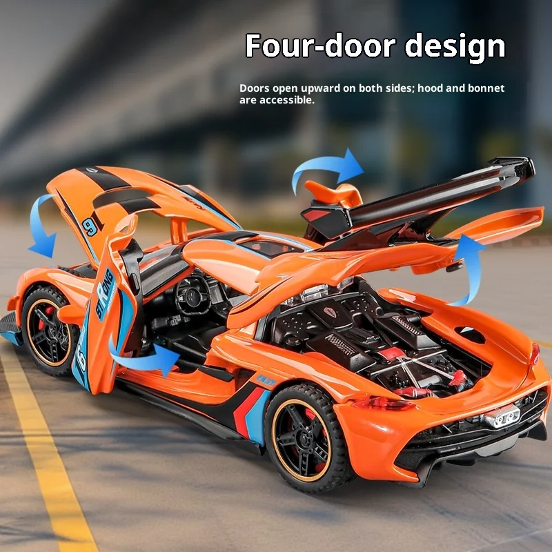 1:32 ケーニグセグ ペイントエディション - リアルなダイキャスト合金製カーモデル サウンド＆ライト機能付きおもちゃ スタイリッシュな車両 デスクデコレーション