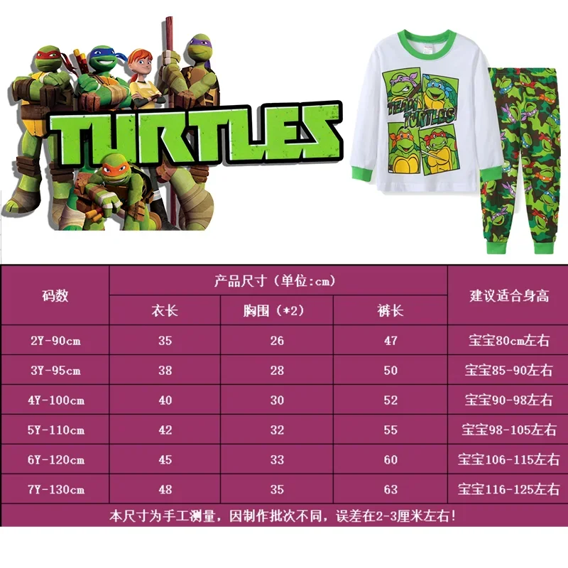 2PCS Teenage Mutant Ninja Turtles Pajama Sets Boys Girls Home Clothes Children's Cotton Cartoon Cosplay Kid Sleepwear Suits Gift