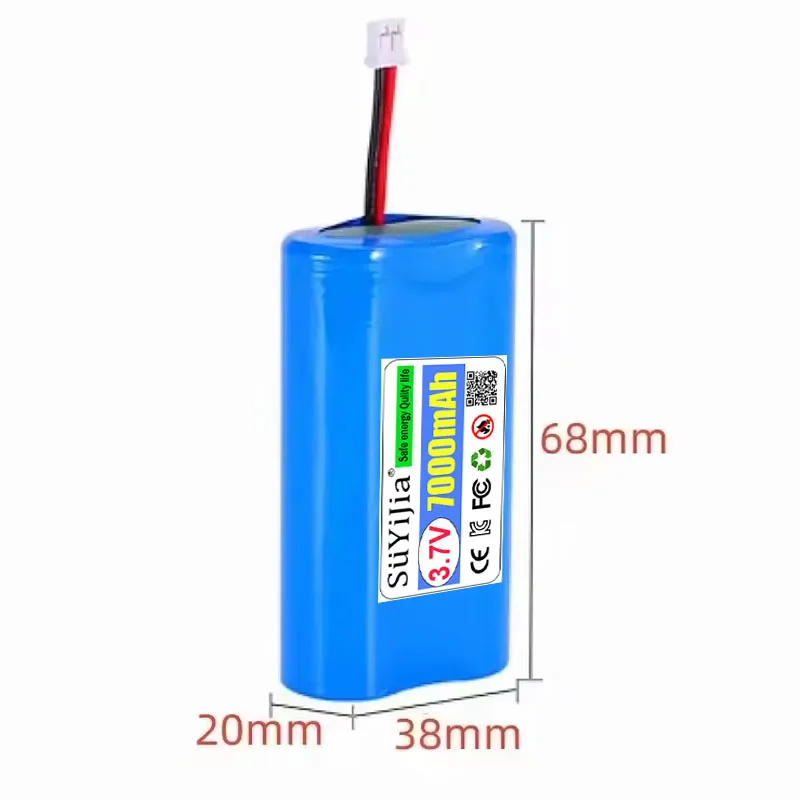 3.7V 5200mAh 7000mAh 18650 Lithium Battery Packs High Current Rechargeable Battery Fishing LED Light  JST PH2.0 Plug