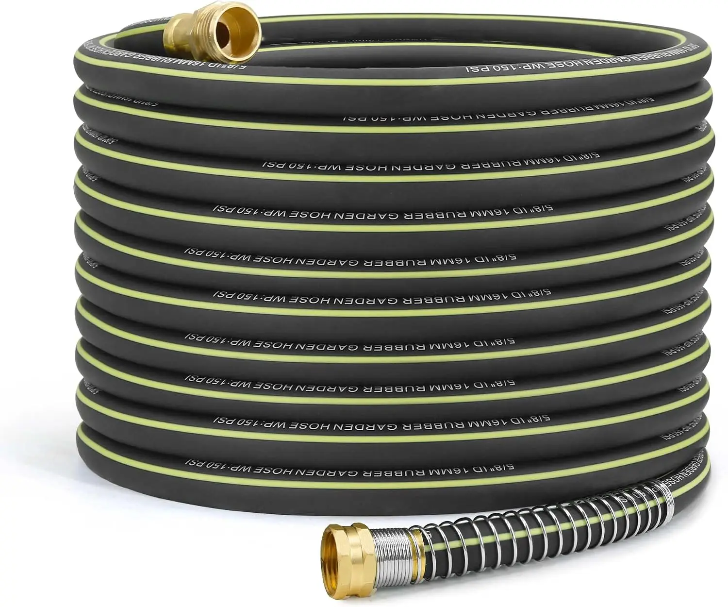 

5/8" x 100 ft Hybrid Rubber Garden Hose, Solid Brass Fittings, Lightweight & Flexible for All-Weather Use