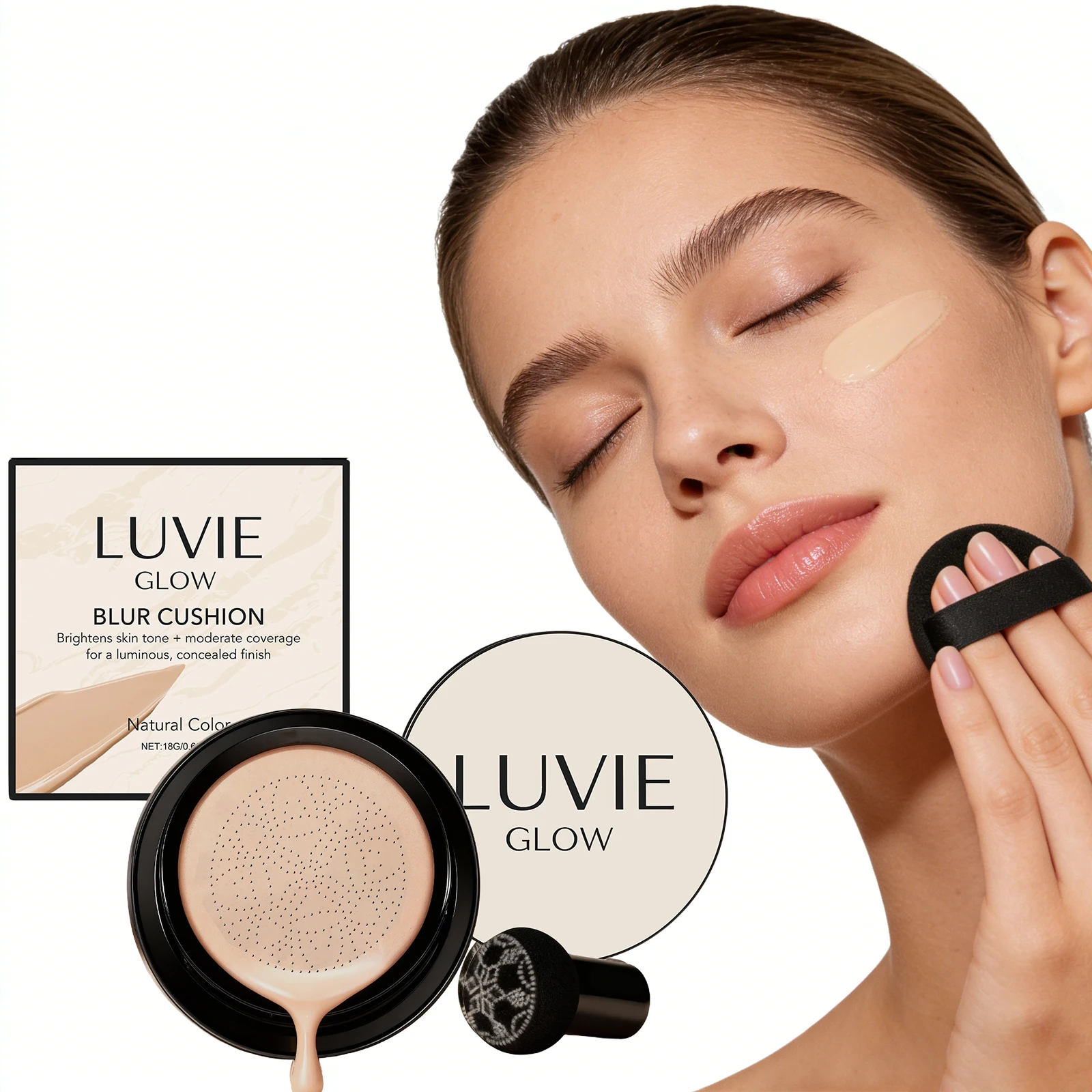 Air Cushion Foundation Moisturizing Long-Lasting Brighten Face Base Tone Make up Full Coverage Lightweight Nourishing Concealer