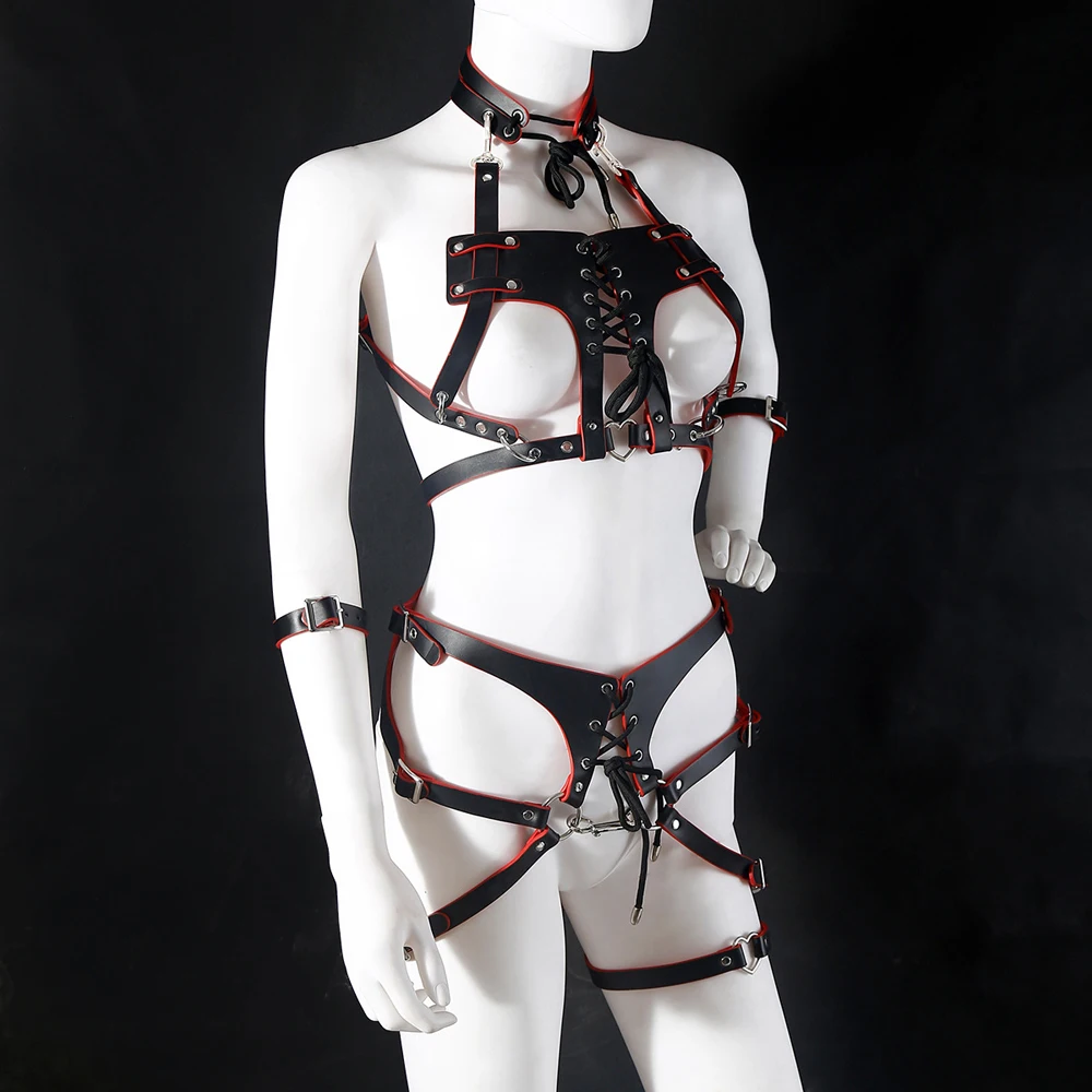 

2025 Erotic Sexy Lingeri Teacher Leather Strap Belt Bandage Outfits Hollow Sexy Lingerie Clothes Temperament Set Erotic Costumes