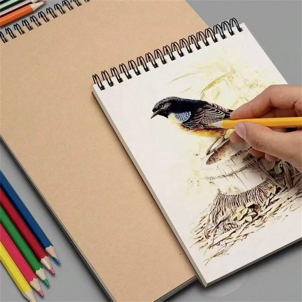 A4 Size Vintage Painting Sketchbook - 30 Sheets Acid-Free Watercolor Paper Spiral-Bound Art Sketch Book for Artists view 4