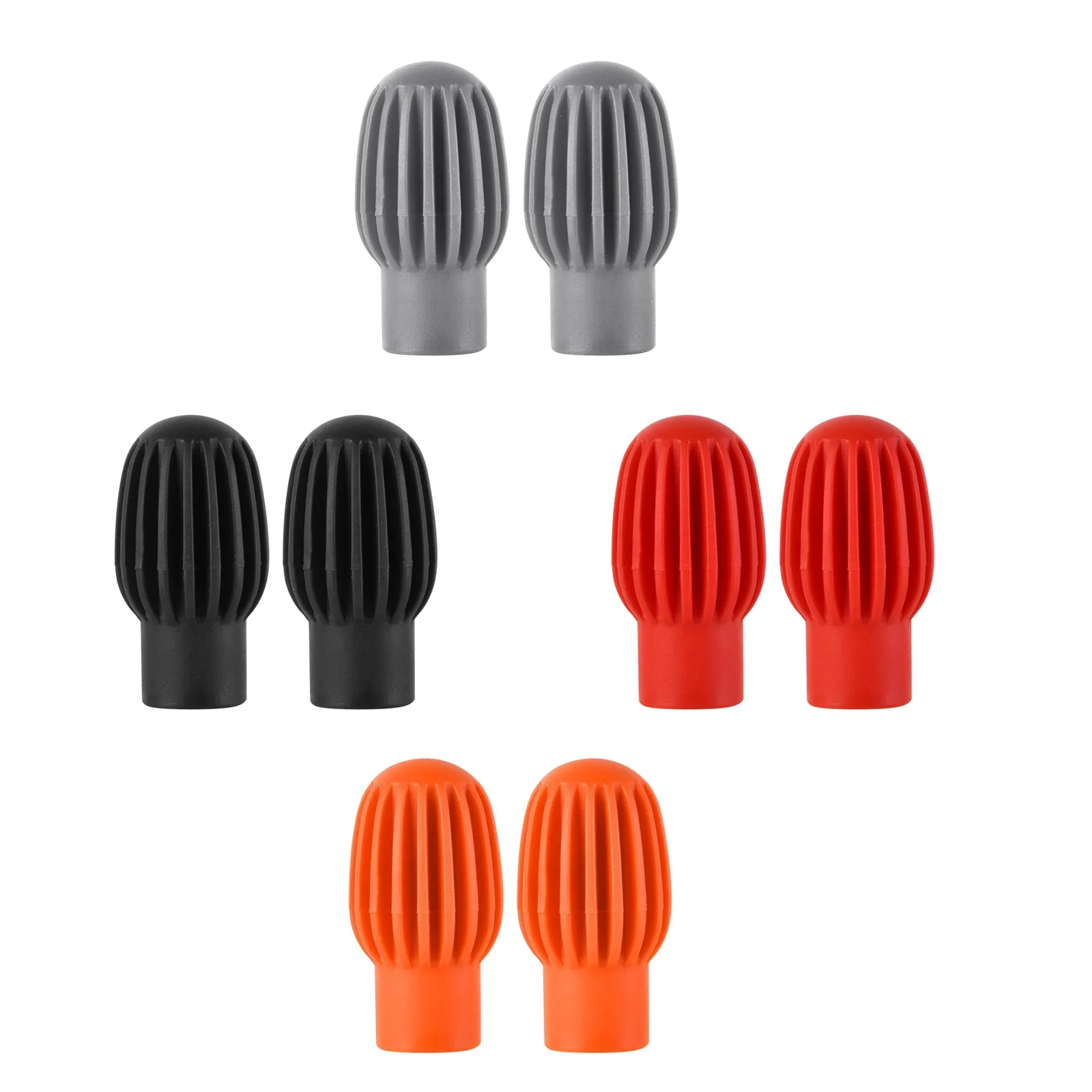 2Pcs Black/Orange/Red/Gray Silicone Drumstick Practice Mute Damper Mute Sleeve Cover Cap Protective Drum/Drumstick Head Tips