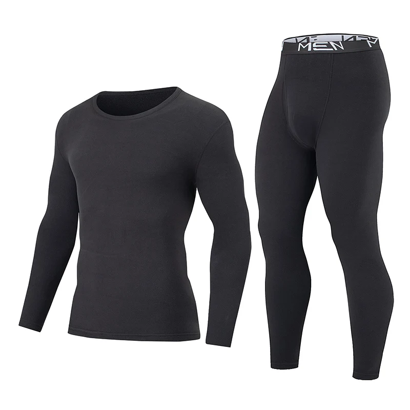 2-piece Autumn And Winter Solid Color Men's Warm Suit Youth Casual Basic Elastic Waist Autumn Clothes Autumn Pants Trendy
