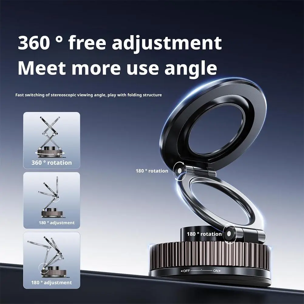 Pieghevole ‌ Supporto per telefono per auto 360 °   Regolabile ‌ Supporto per auto Magsafe ‌   Con forte ‌ Supporto a ventosa ‌   Vestibilità universale per tutti gli smartphone