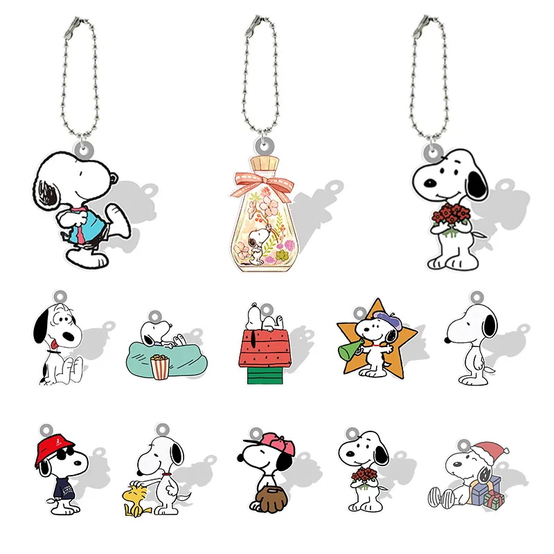 

Брелок для ключей с героями мультфильма Snoopy, автомобильный держатель для ключей, парный брелок для ключей, подвеска для рюкзака, аксессуары для одежды, детские подарки