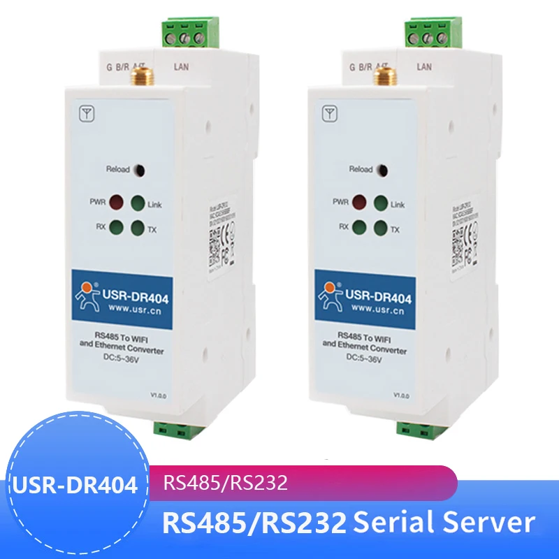 

2PCS USR-DR404 Din-rail Wi-Fi wifi RS485 serial to TCP/IP wifi Ethernet device server converter Standard Din-rail Industrial