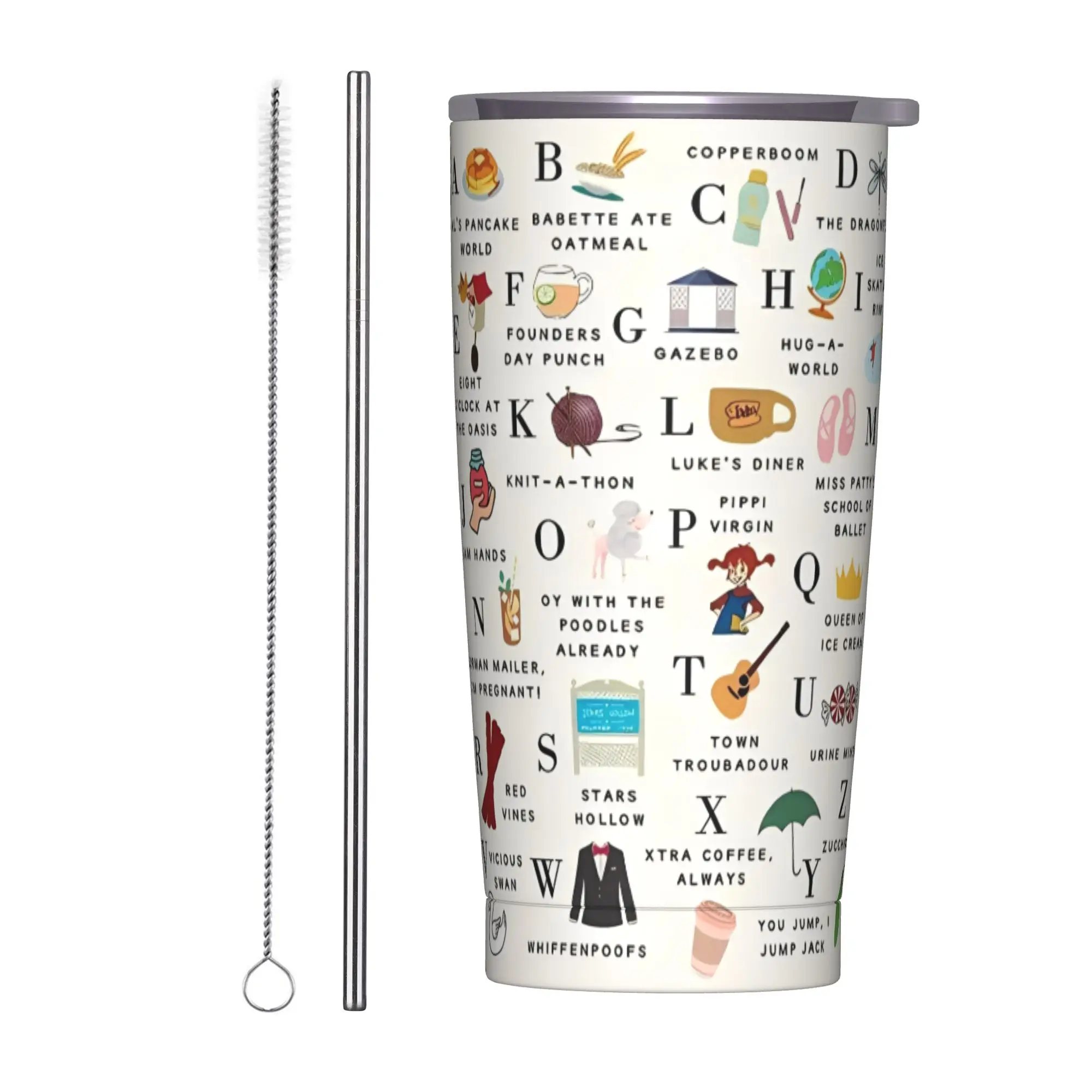 

20oz Gilmore Girls Lorelai Rory Vacuum Insulated Tumbler TV Series Double Wall Mugs Cold Hot Drink Cup Gift Reusable