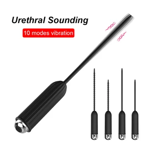 요도 사운드 팽창기 팽창기 진동기 남성 음경 플러그 카테터 의료 지연 운동제 남성 자위기 성 장난감 성인 18 에로틱 10 최고의 판매 진동 실리콘 요도 사운드 - №2