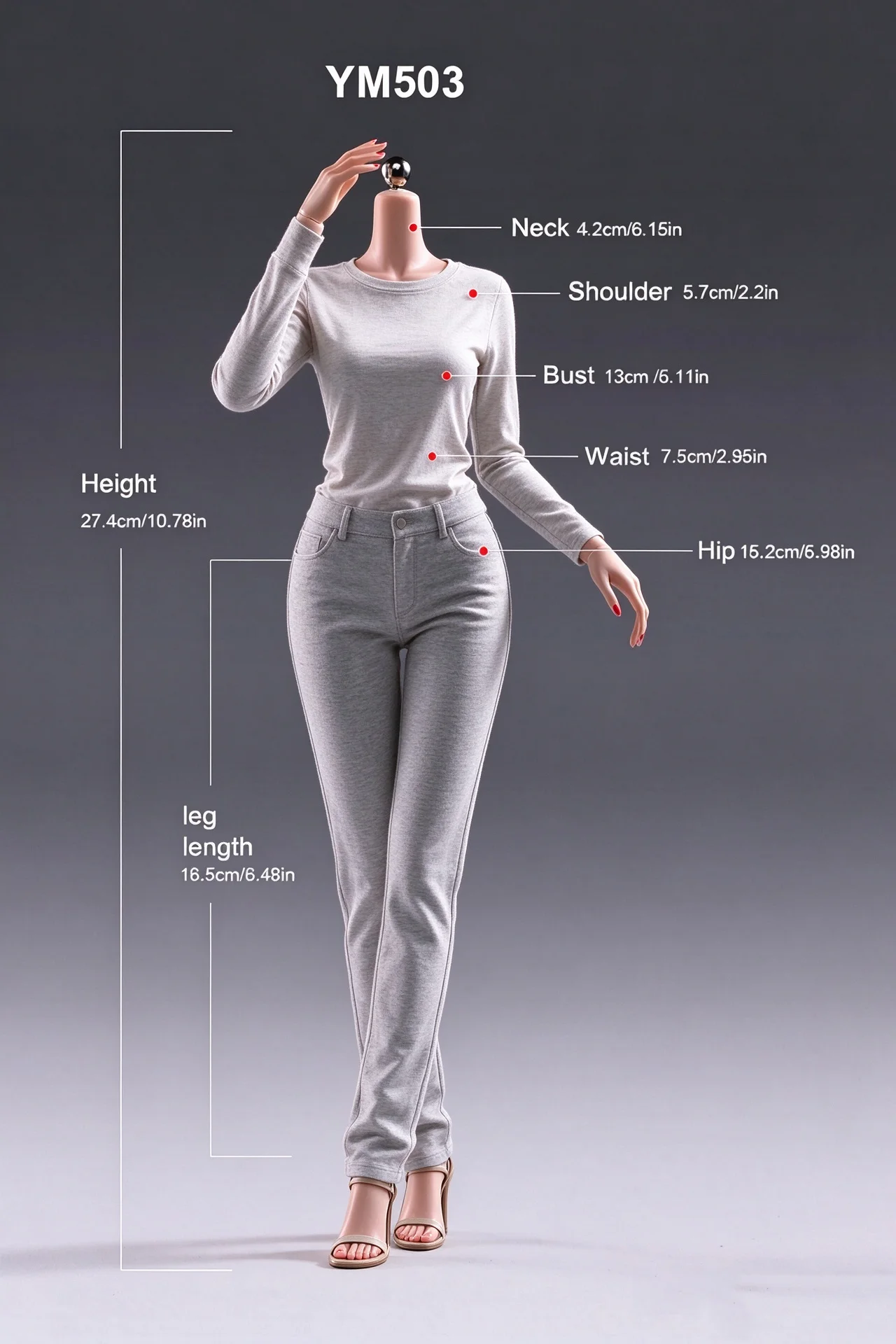 YM503 1/6 Scale Wide Hips Slender Waist Seamless Makeup Version Anime Body 12'' Female Soldier Action Figure Body