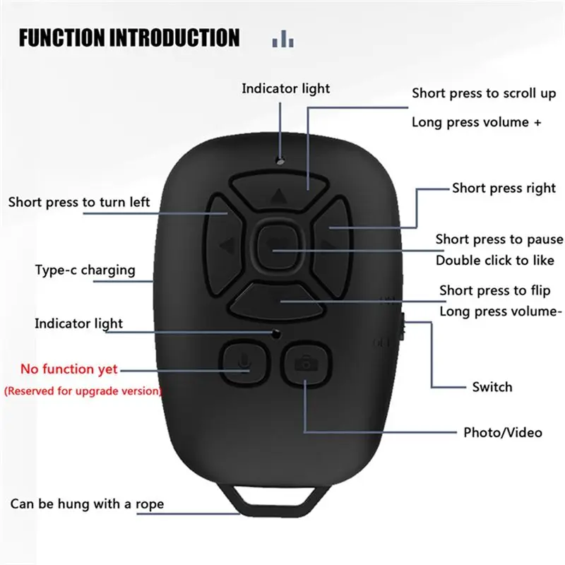 【HOT!A25P】Bluetooth Remote Control Selfie Camera Shutter Release Mobile Phone Button E-Book Turn Page Photo Wireless Controller