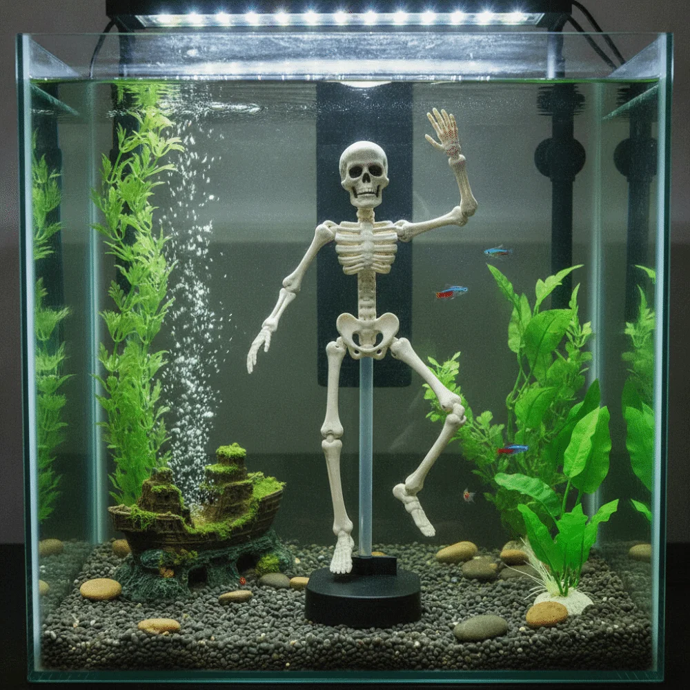 Air-Driven Dynamic Skeleton Aquarium Decoration Floating Design with Air Tube Fish Tank Decorations Clear Support Rod