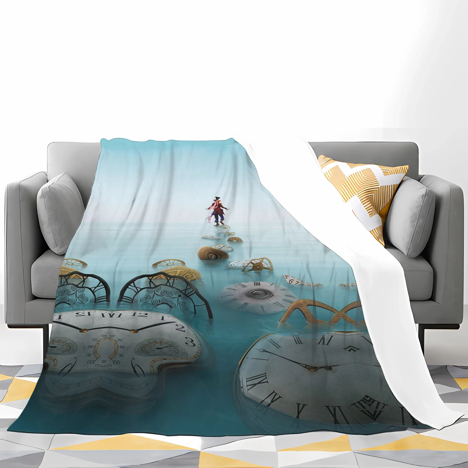 Time Sea Flannel Blankets Clocks of Various Shapes 3D Printed Throw Blanket Office Nap Travel Portable Thin Quilts Dropshipping