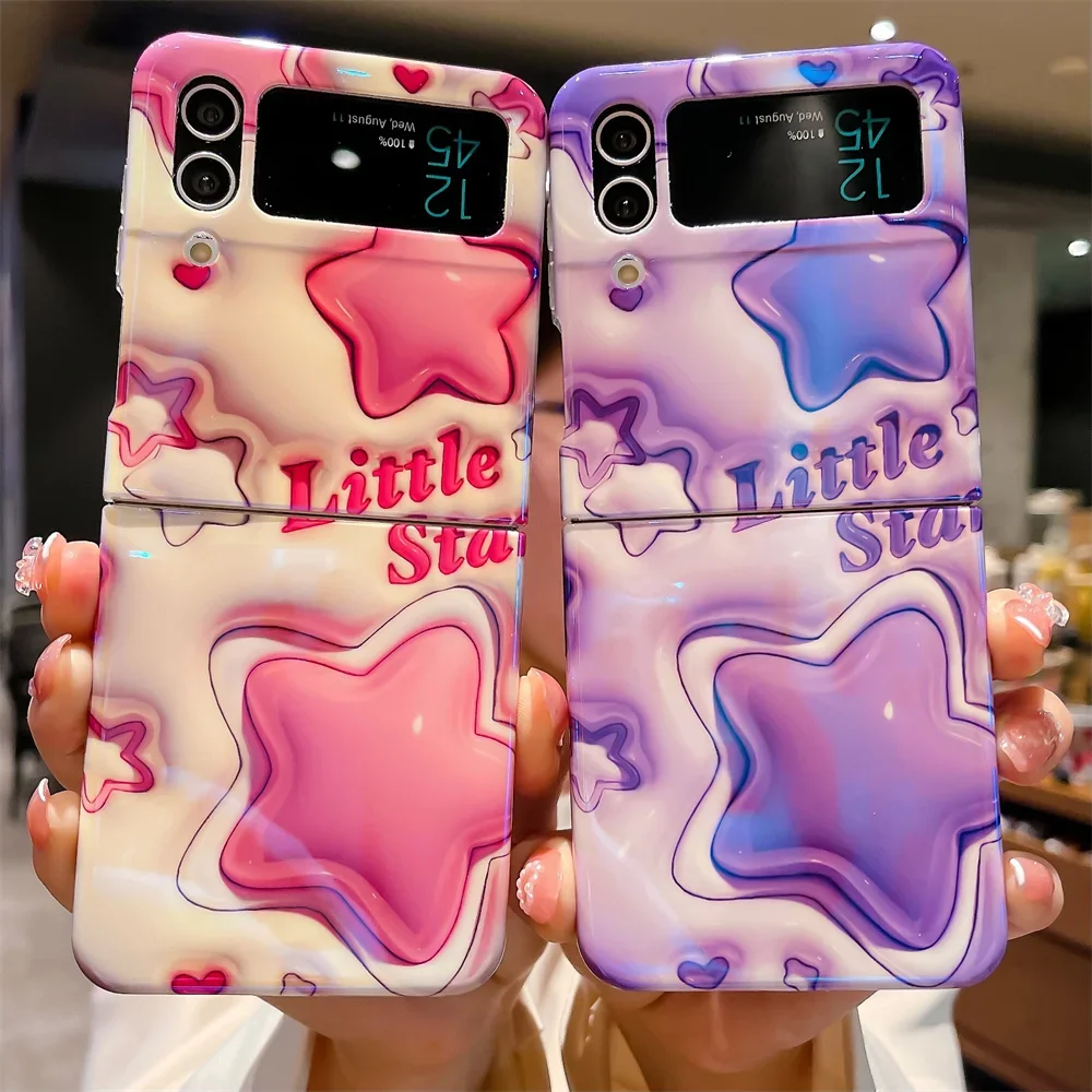 Luxury Star Soft IMD TPU Case for Samsung Galaxy Z Flip 3 4 5 6 5G Cute Korean Japan Style Silicone Cover for Samsung Zflip 5 6