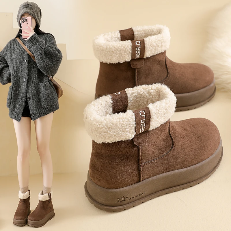 

Зимние женские сапоги для снега, модные дизайнерские ботинки на платформе, хлопковые, уличные, нескользящие, удобные, теплые, женская обувь, botas para mujer