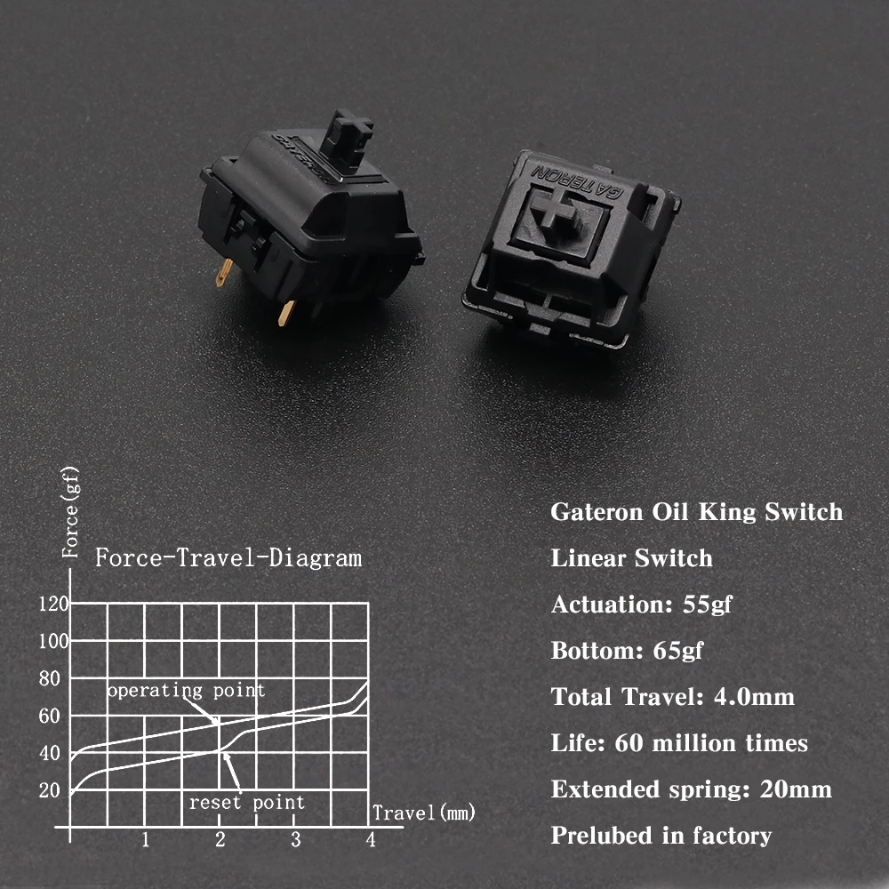 Gateron Oil King Pre Lubed 5pin Switch 55g Linear Mechanical Keyboard Custom Switches