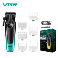 VGR Professional Hair Cutting Machine for Men DLC Blade LED Display Cordless USB Ceramic Blade Hair Clipper Haircut Machine V196