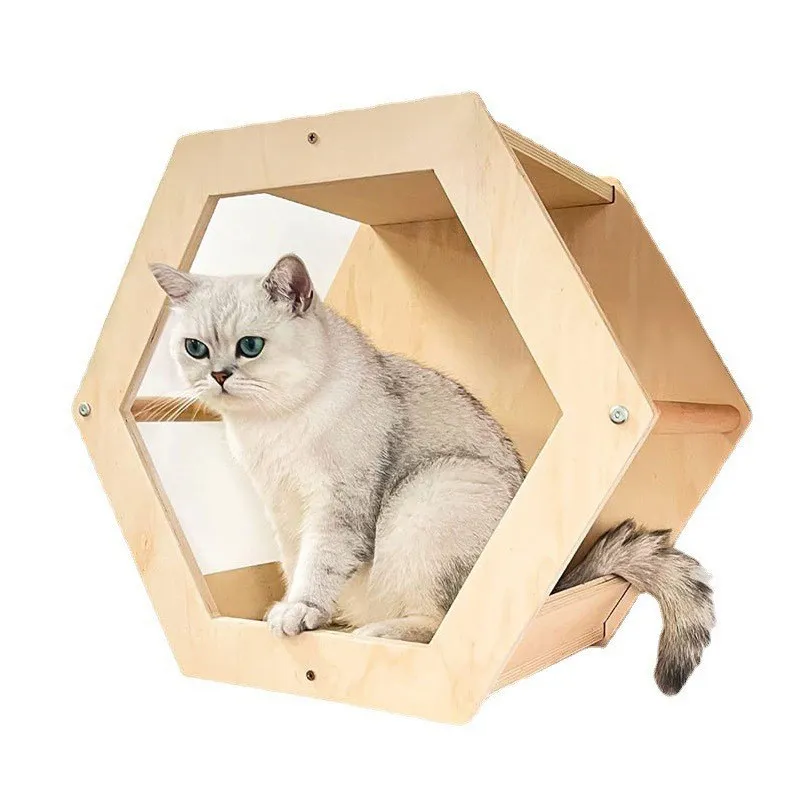 

Wood Climbing Frame Wall Mounted Platform Integrated House Living Room Wall Decoration Pet Supplies Toys