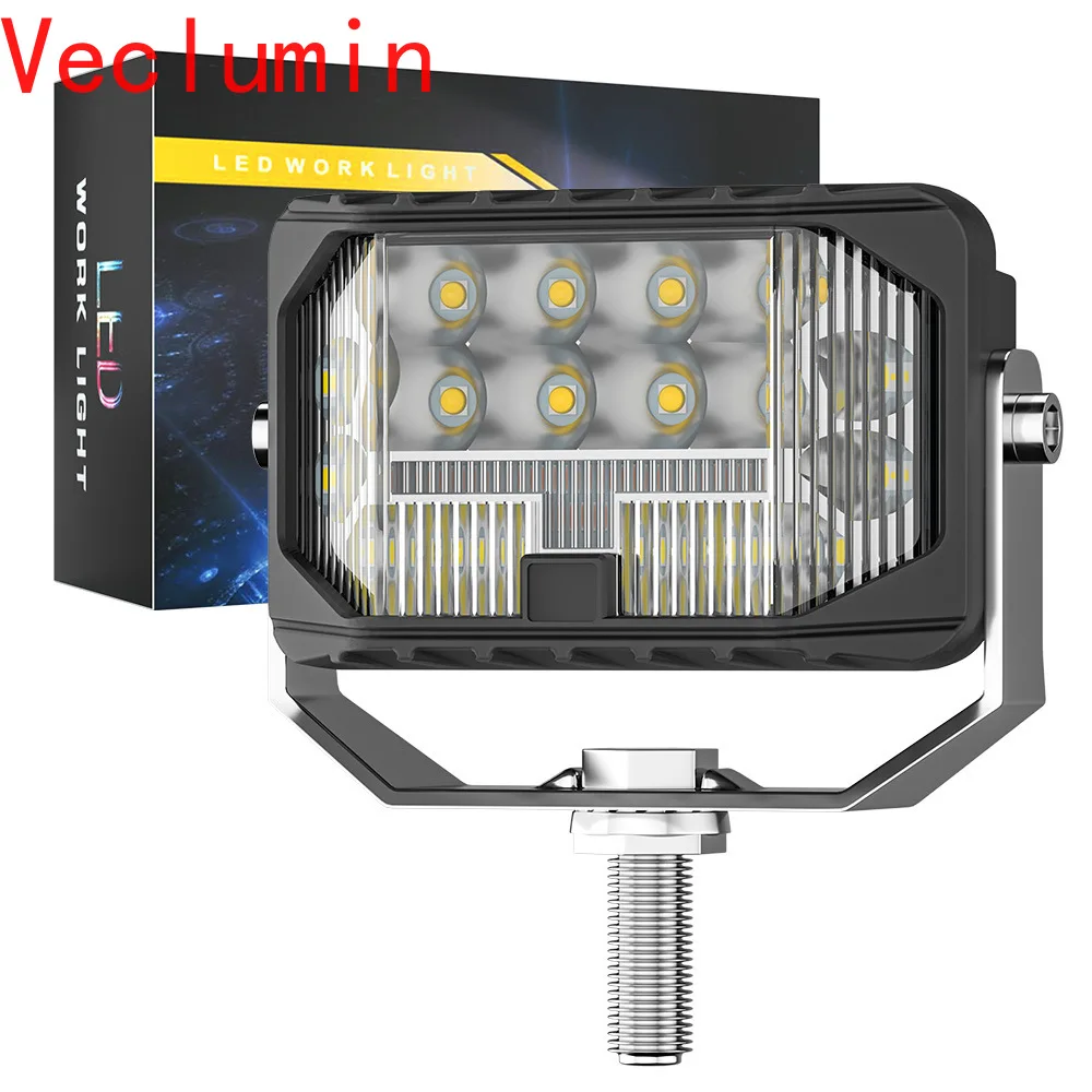 Automobile Led Working Lamp Three-Side Luminous WhiteYellow Front Bumper Modified Truck Vehicle Construction Lighting Motorcycle