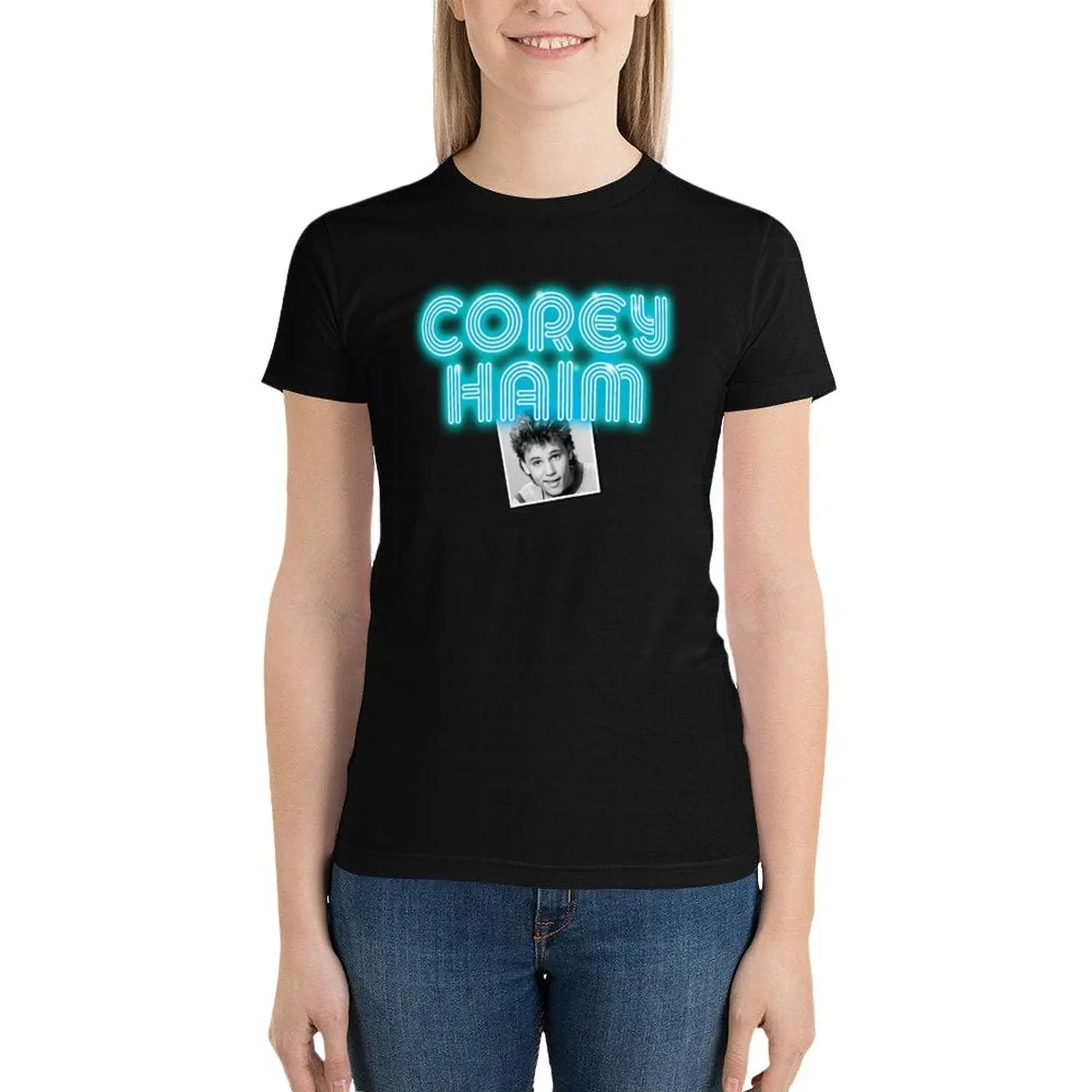 

Corey Haim - Neon Effect T-Shirt korean fashion hippie clothes western t-shirt dress for Women