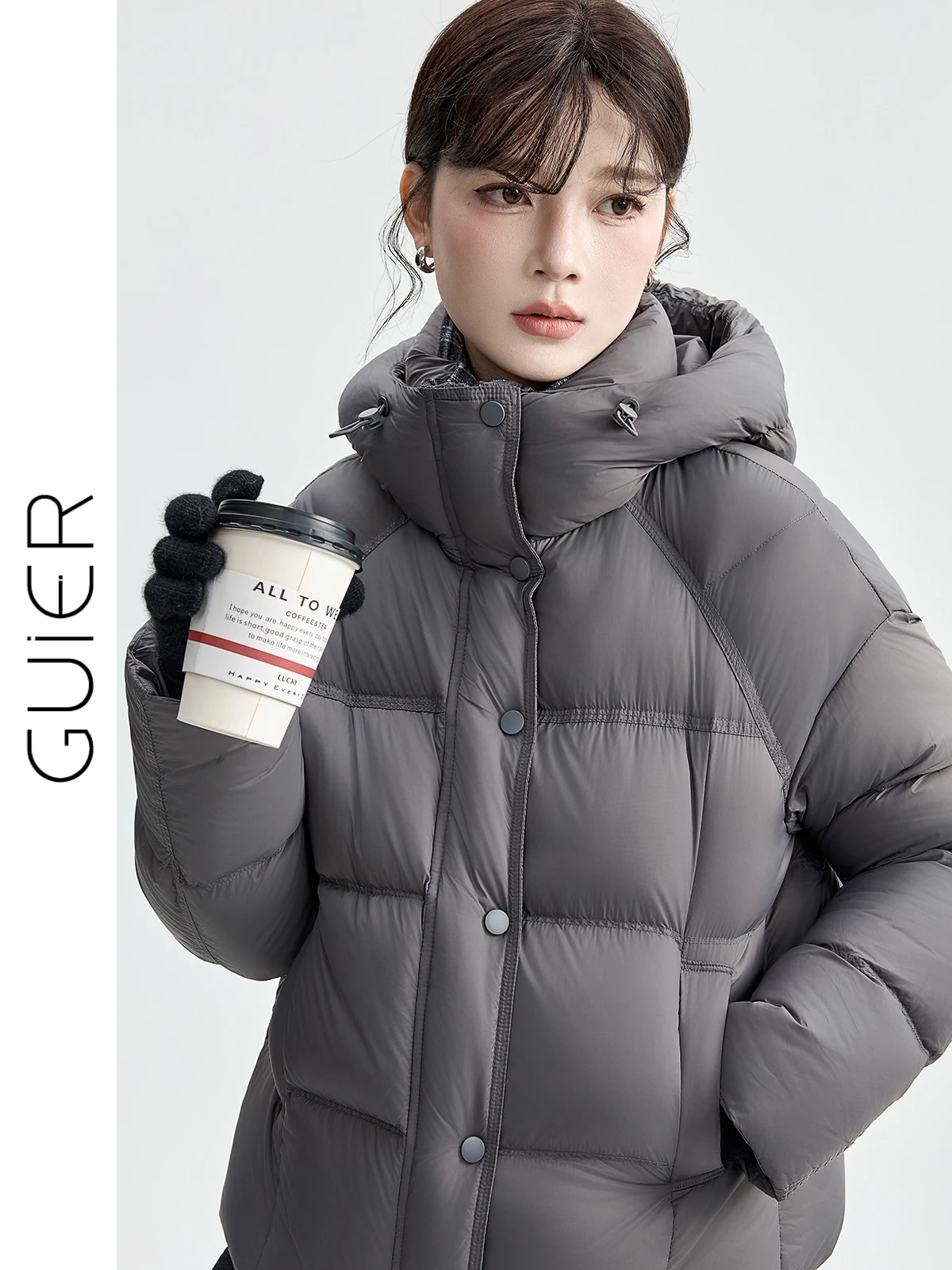 

Women's Casual Du down Jaet Hooded Coat Warm Fluffy 2025 New Sle Winter Faionable All-match Outerwear