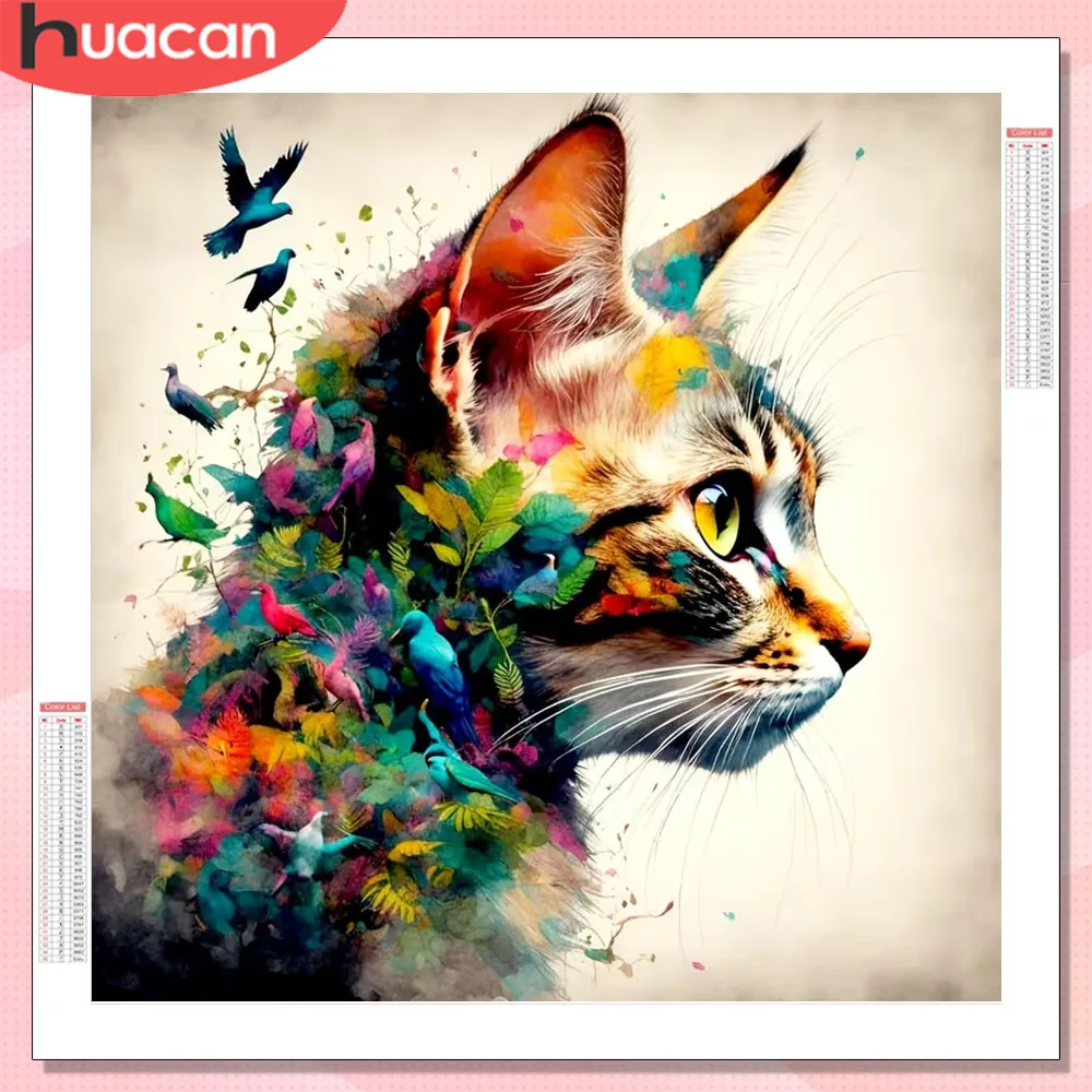 

HUACAN Diamond Mosaic New Collection Cat Animal Diamond Painting Kit Butterfly Full Square Round Drill Home Bedroom Artwork