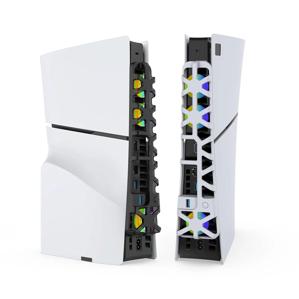 For PS5Slim Console Cooling Tape RGB Light Fanfor PS5Slim Gaming Console Temperature Control Cooling Cooling Fan
