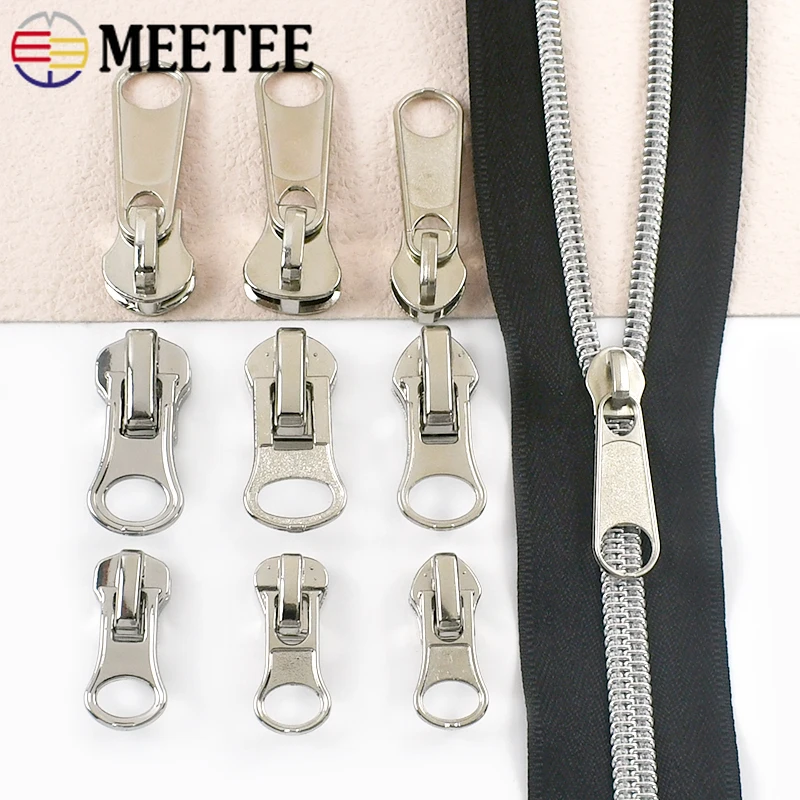 

20Pcs Meetee 3#5#8# Zipper Sliders for Metal/Nylon/Resin Bags Clothes Zip Puller Head Zips Repair Kit DIY Zippers Accessories