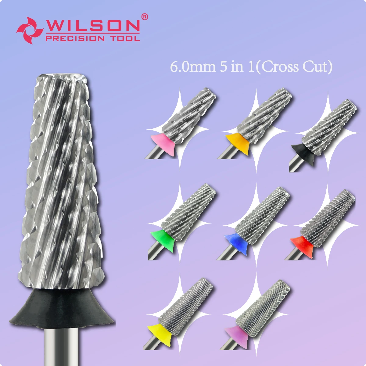 WILSON 5 in 1 Bits Straight Cut 2 Way Uncoated Quick Release 5 in 1 Time-saving nail drill bit set No Scalding carbide nail dril