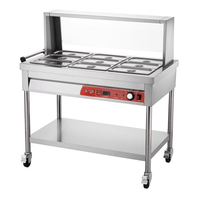 Commercial 9-plate electric steam dining table food heater professional buffet catering insulation equipment