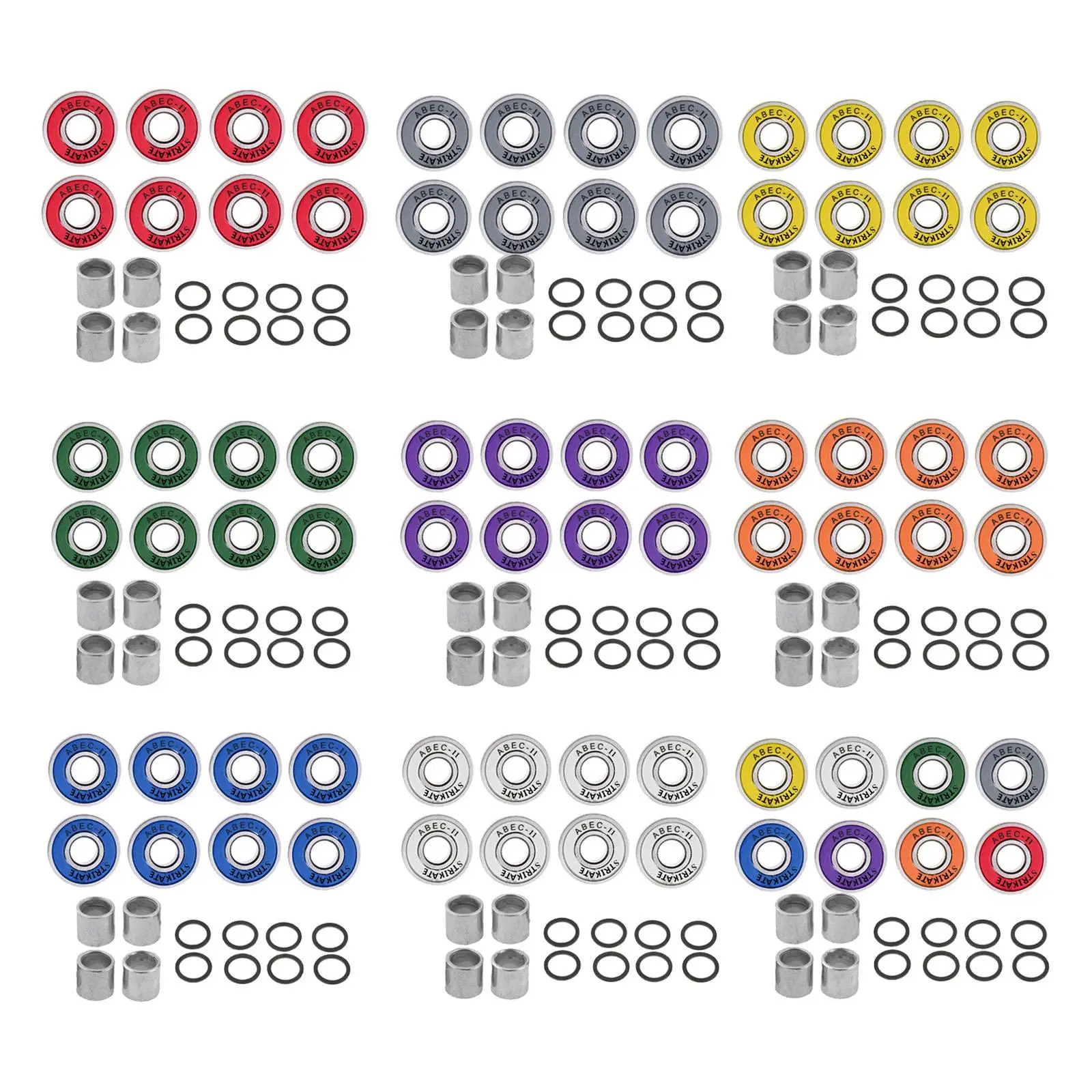 8 Pcs 608RS-ABEC 11 Bearings with and Washers Set High Performance Roller Skate Scooter Skateboard