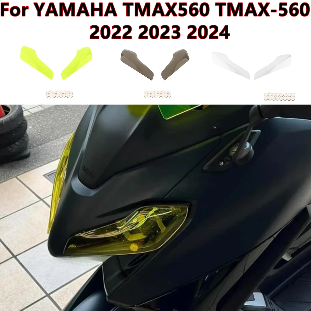For YAMAHA TMAX560 TMAX-560 2022 2023 2024  Motorcycle Front Headlight Light Lamp Screen Protector Guard Cover Acrylic Lens