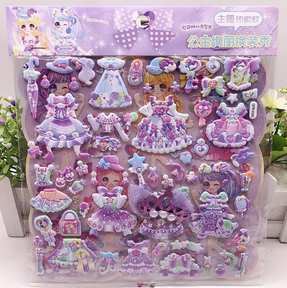 Süße Mädchen Prinzessin Dress Up Aufkleber Kinder DIY Double Bubble Aufkleber Kreative Mädchen Dress Up Spielzeug Aufkleber Geburtstagsgeschenke