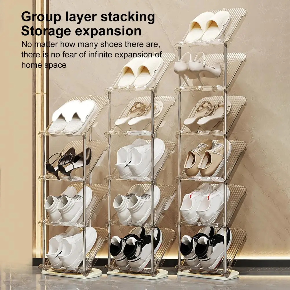 Sports Shoes Storage Holder Shoe Rack with 45 Degree Tilt Vertical Shoe Rack with 45 Degree Sloping for Easy for Entryway