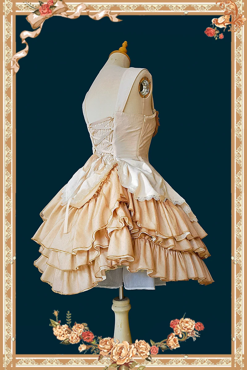 Abito retrò Lolita JSK Abito da festa in cotone autunnale a due vie a strati vintage ~ Valzer di Infanta