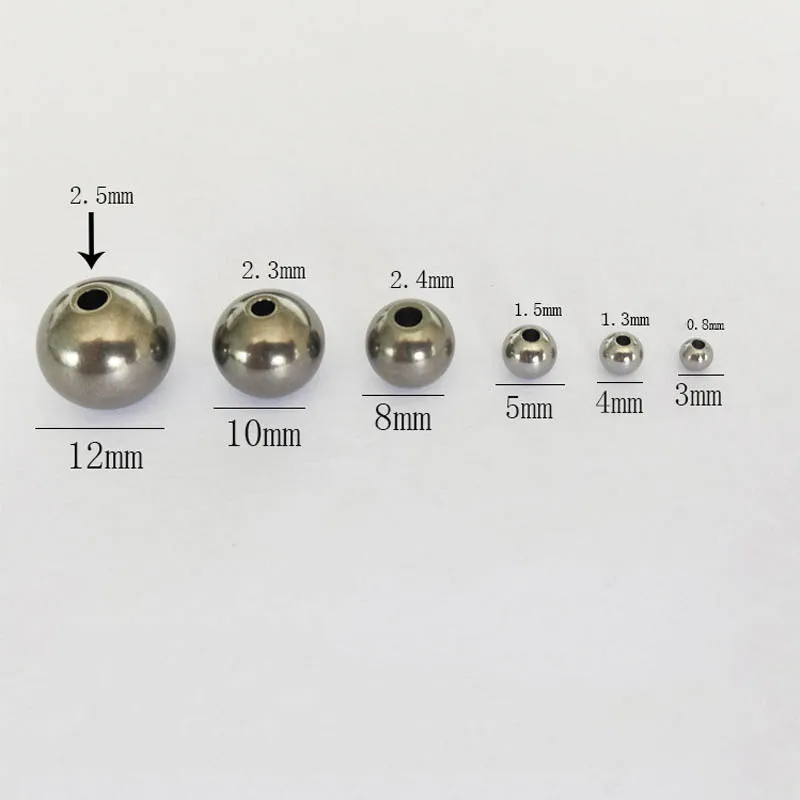 Pure Grade 2 Titanium Beads with Holes 4mm 6mm 8mm - Hypoallergenic Jewelry Making Supplies for DIY Bracelet Necklace