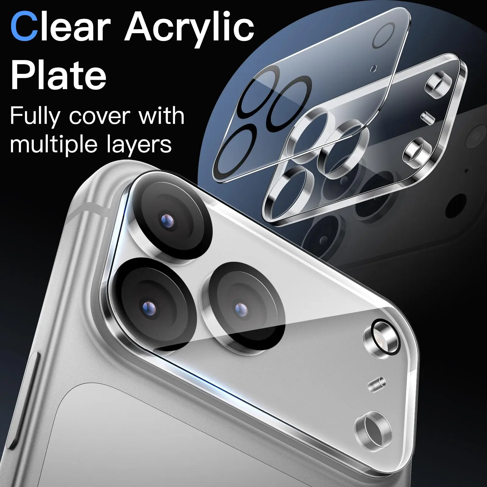 3PCS Camera Lens Protector for iPhone 17 Pro Max Air 9H HD Lens Protective Glass Camera Chamber Acrylic Transparent