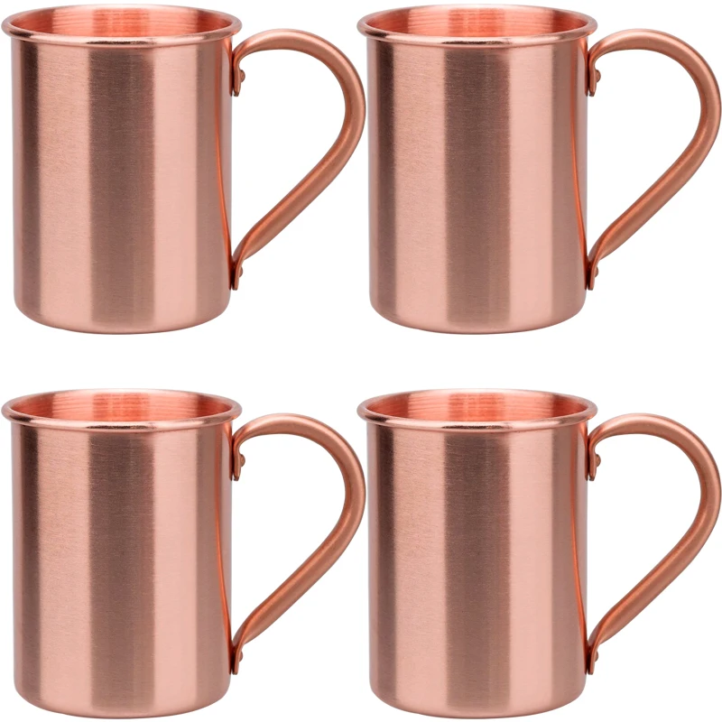 100% 400ml Copper Moscow Mule Mug 1/2/3/4PCS Durable Coppery Beer Mugs Coffee Mug Milk Cup Pure Copper Bar Cup
