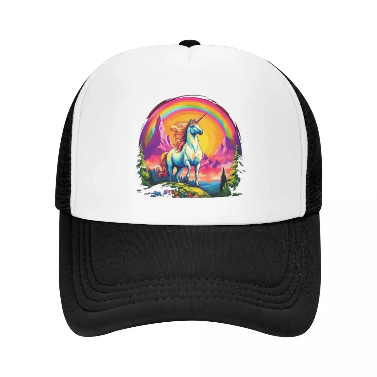 Majestic Unicorn on Rainbow Mountain Baseball Cap Dropshipping Visor Trucker Cap Men's Hats Women's