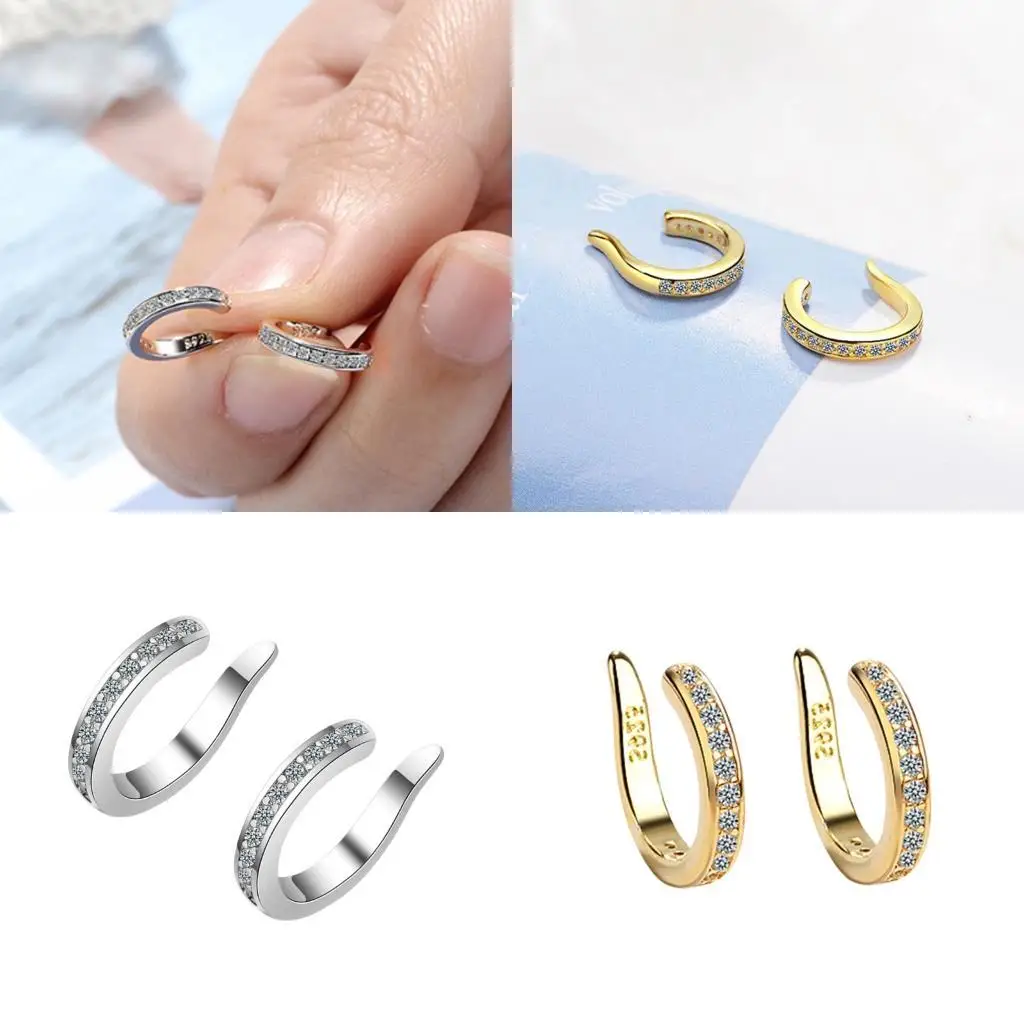 

31BB Without Piercing Ear Clip Crystals Embellished Sturdy Copper Jewelry
